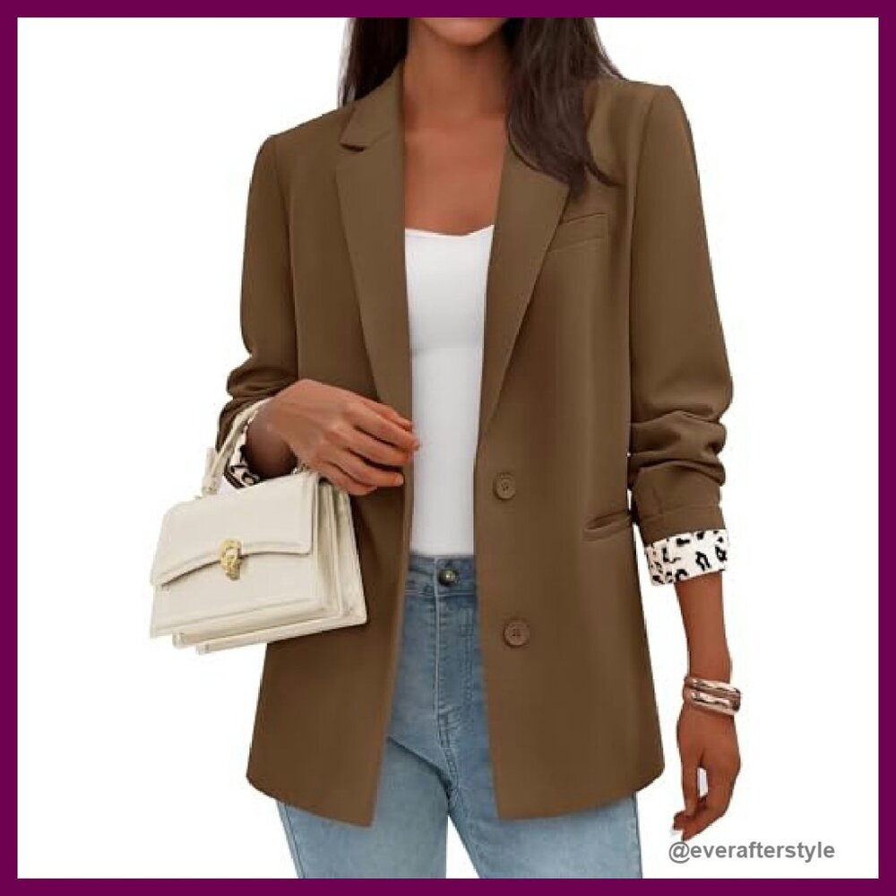 Leopard Print Lined Blazer Elegant Office Work Wear Open Front Tailored Fit - Picture 6 of 8
